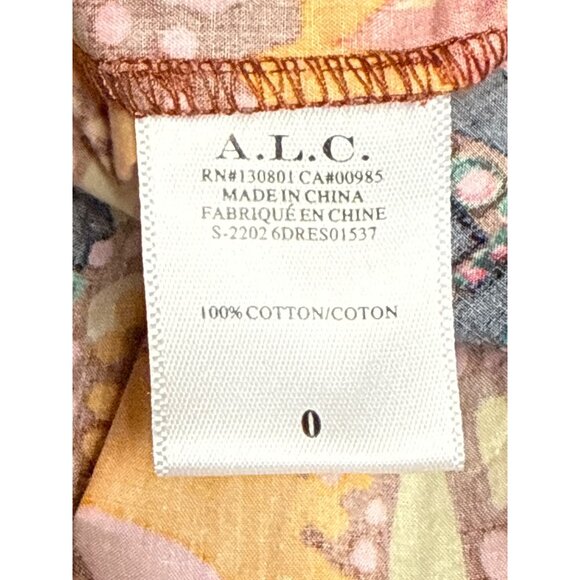 A.L.C. Carey Women's Dress Printed Puff Sleeve Mini V-Neck Fit Flare Size 0 NEW - Picture 12 of 13